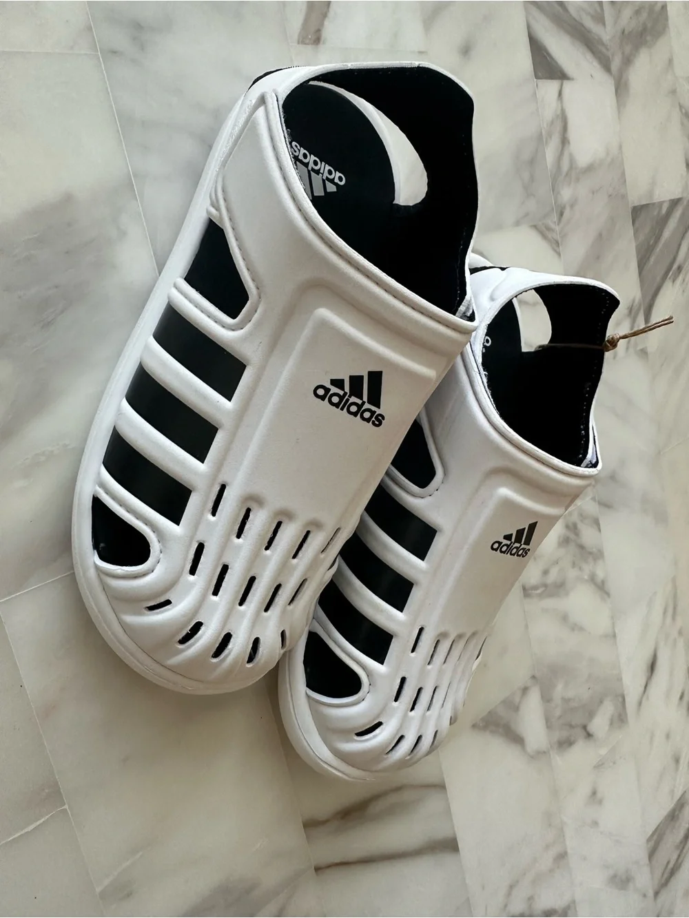 adidas Kids White and Black Water Sandals